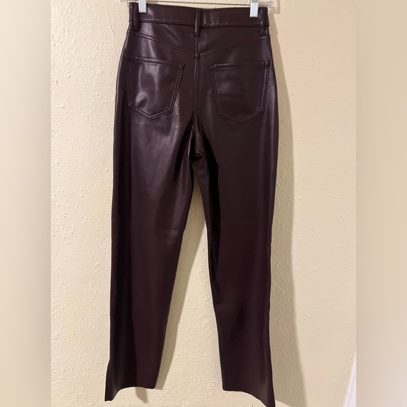 Express Chocolate Super High Waisted Faux Leather Modern Straight Pant - Picture 5 of 7